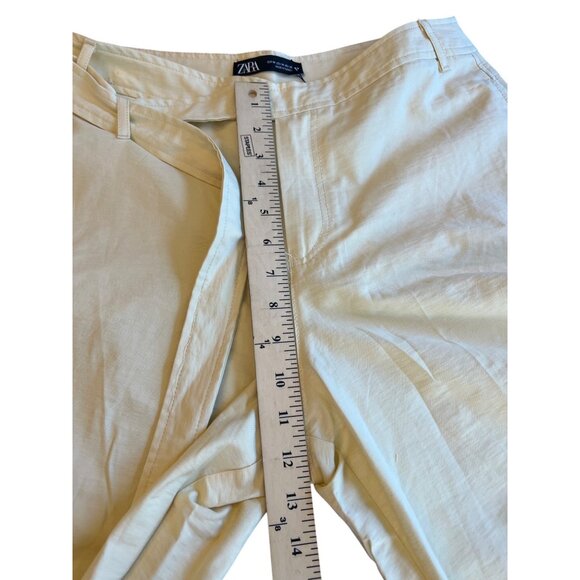 Zara Womens Barrel Leg Cream Cotton-Blend High-Waisted Pants Size Medium - Picture 10 of 10